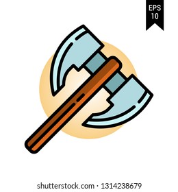Weapon of war icon: Axes with flat design