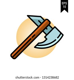 Weapon of war icon: Axes with flat design