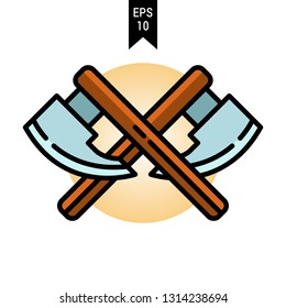Weapon of war icon: Axes with flat design