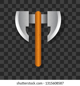 Weapon of war icon: Axes realistic 3 Dimensions Style and textured elements transparent background