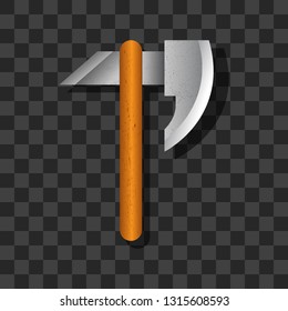 Weapon of war icon: Axes realistic 3 Dimensions Style and textured elements transparent background