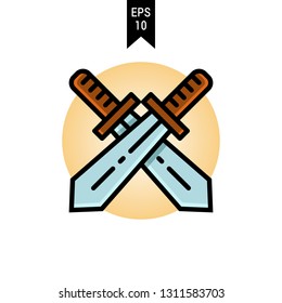 Weapon of war icon: Sword with flat design