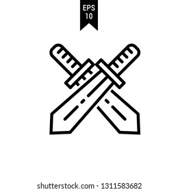 Weapon of war icon: Sword with outlined style