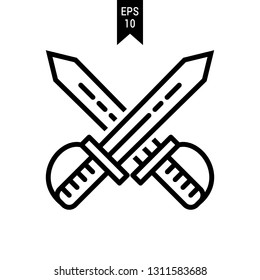 Weapon of war icon: Sword with outlined style