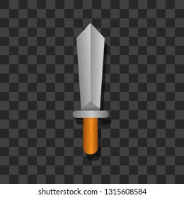 Weapon of war icon: Sword realistic 3 Dimensions Style and textured elements transparent background