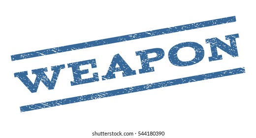 Weapon watermark stamp. Text caption between parallel lines with grunge design style. Rubber seal stamp with scratched texture. Vector cobalt blue color ink imprint on a white background.