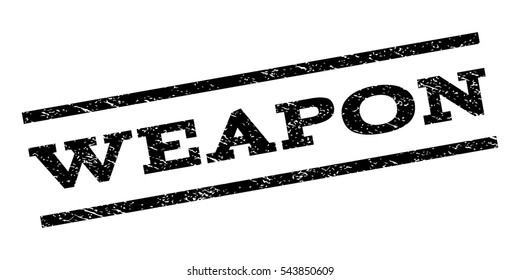 Weapon watermark stamp. Text tag between parallel lines with grunge design style. Rubber seal stamp with scratched texture. Vector black color ink imprint on a white background.