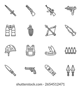 Weaponry Outline Icon Set vector