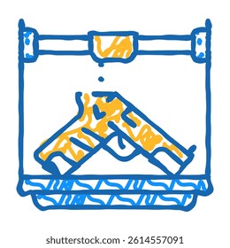 weapons 3d printing doodle icon sketch vector. weapons 3d printing sign. isolated symbol illustration