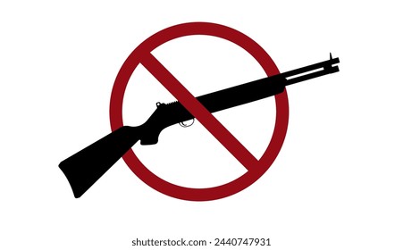 Weapons ban prohibit icon. Not allowed illegal gun crossed circle