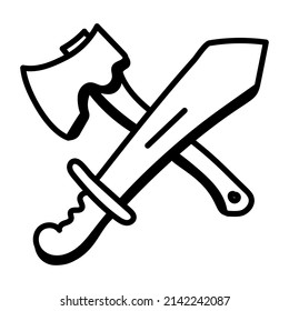 Armas bellamente creadas en ícono de estilo doodle 

