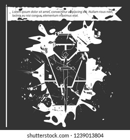 Weapons concept. Abstract grunge vector illustration. Black background