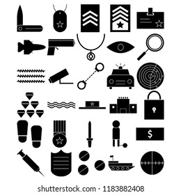 weapons conflict icon set