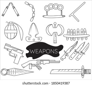 diseño de ilustraciones de diseño de garabatos de armas 
