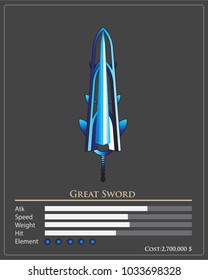weapons great sword items game design vector