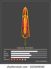 weapons great sword items game design vector