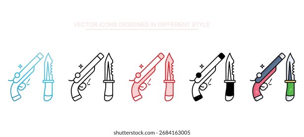 Weapons icon design with white background stock illustration