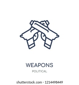 Weapons icon. Weapons linear symbol design from Political collection. Simple outline element vector illustration on white background.