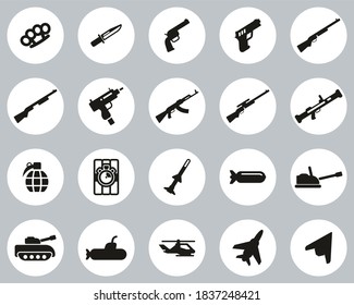 Weapons Icons Black & White Flat Design Circle Set Big