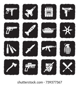 Weapons Icons. Grunge Black Flat Design. Vector Illustration. 