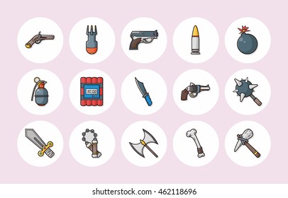 Weapons icons set,eps10