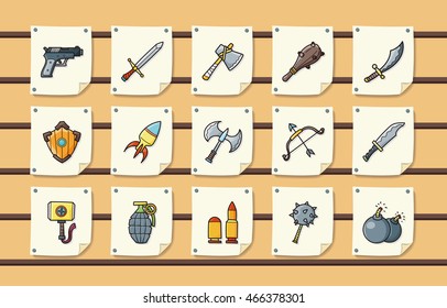 Weapons icons set,eps10