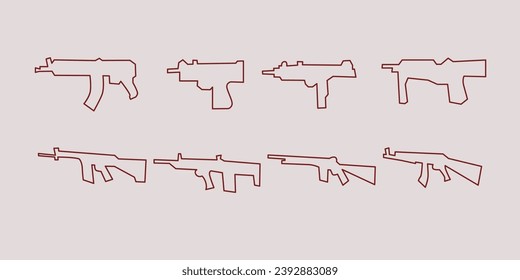Juego de diseño de líneas de armas. Recogida de diversas armas de fuego