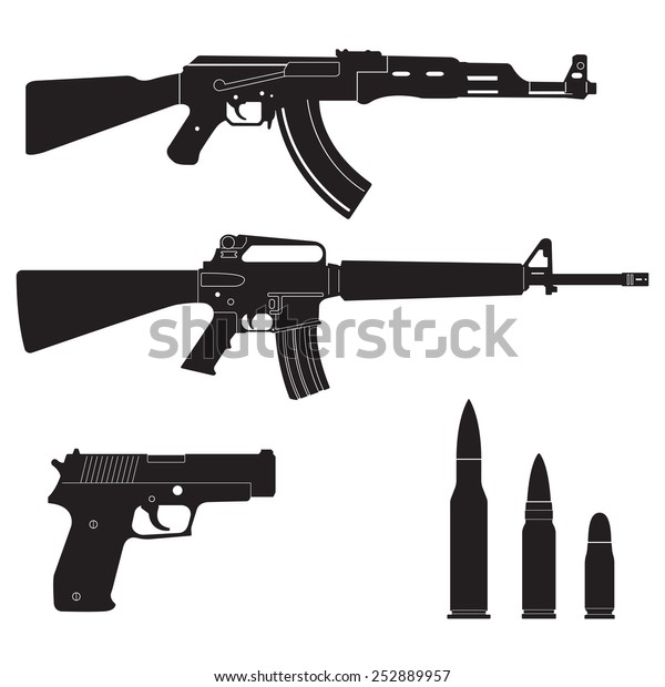 Weapons Military Set Sub Machine Guns Stock Vector (Royalty Free ...