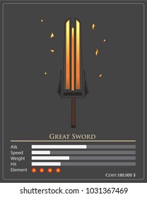 weapons swords items game design vector