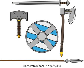 armas utilizadas en tiempos antiguos por tribus nórdicas vikingas