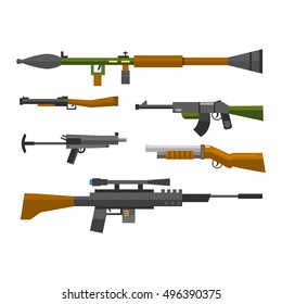 Weapons vector guns collection icons