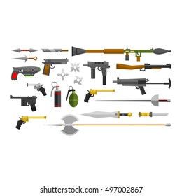 Weapons vector guns collection icons