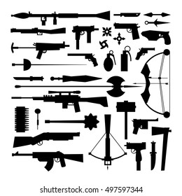 Weapons vector guns collection icons