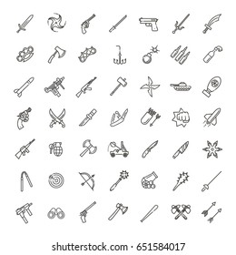 Weapons vector icons set, Arms solid symbol collection