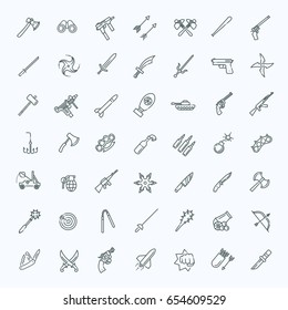Weapons vector icons set, Arms solid symbol