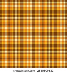 Wear background plaid tartan, vivid fabric pattern seamless. Tweed textile texture check vector in orange and amber colors palette.