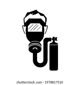 Wear Breathing Apparatus In This Area Black Icon ,Vector Illustration, Isolate On White Background Label. EPS10