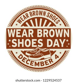 Wear Brown Shoes Day, December 4, rubber stamp, vector Illustration