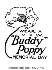 Wear A Buddy Poppy - Retro Clip Art