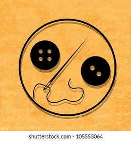 Wear the button to set the needle in a black circle on a yellow background.