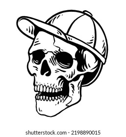 Wear Cap Hand Drawn Skull Illustration Stock Vector (Royalty Free ...