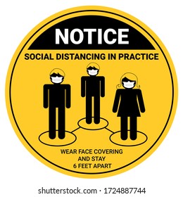 Wear cloth face covering in public facility settings while practicing social distancing to avoid a person from COVID-19 the novel coronavirus outbreak spreading, safety concept. Infographic design