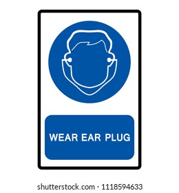 Wear Ear Plug Symbol Sign, Vector Illustration, Isolate On White Background Icon. EPS10