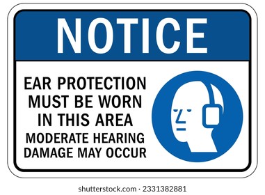 Wear ear protection sign and labels