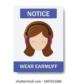 Wear earmuff sign for company,safety sign,vector illustration.