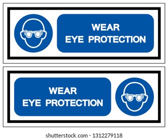 Wear Eye Protection Symbol Sign, Vector Illustration, Isolate On White Background Label .EPS10