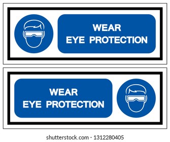 Wear Eye Protection Symbol Sign, Vector Illustration, Isolate On White Background Label .EPS10