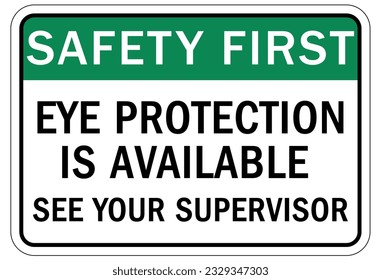 Wear eye protection warning sign and labels
