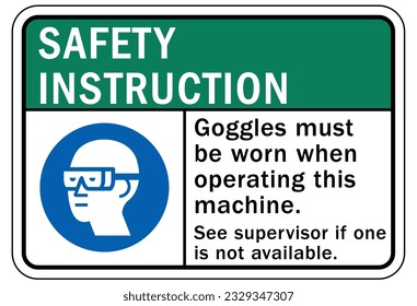 Wear eye protection warning sign and labels
