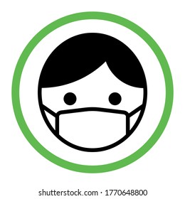 Wear a face mask. Coronavirus (COVID-19) prevention. Pixel perfect icon. Vector illustration.